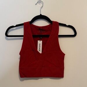 NWT Garage Red Ribbed Crop Top